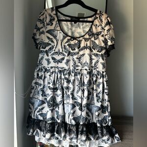 Black & White Moth Print Dress